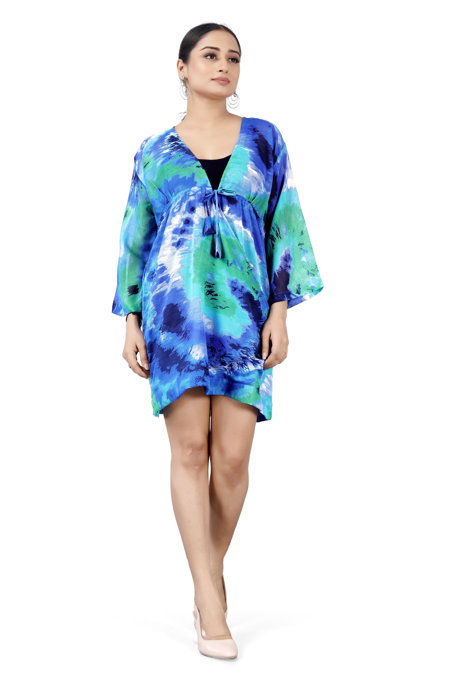 Ocean Swirl Tie-Front Top
