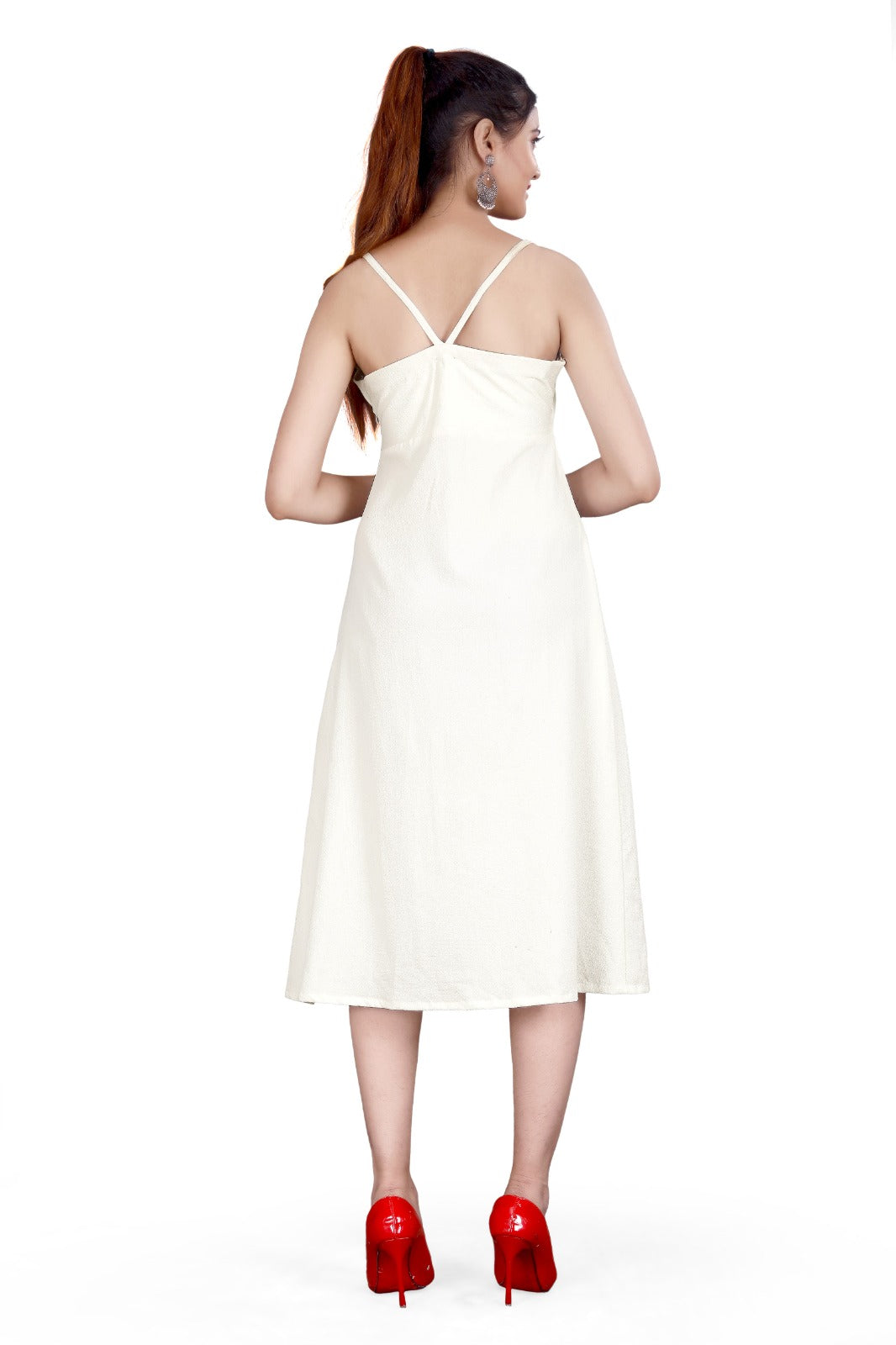 Elegant White Sleeveless Midi Dress