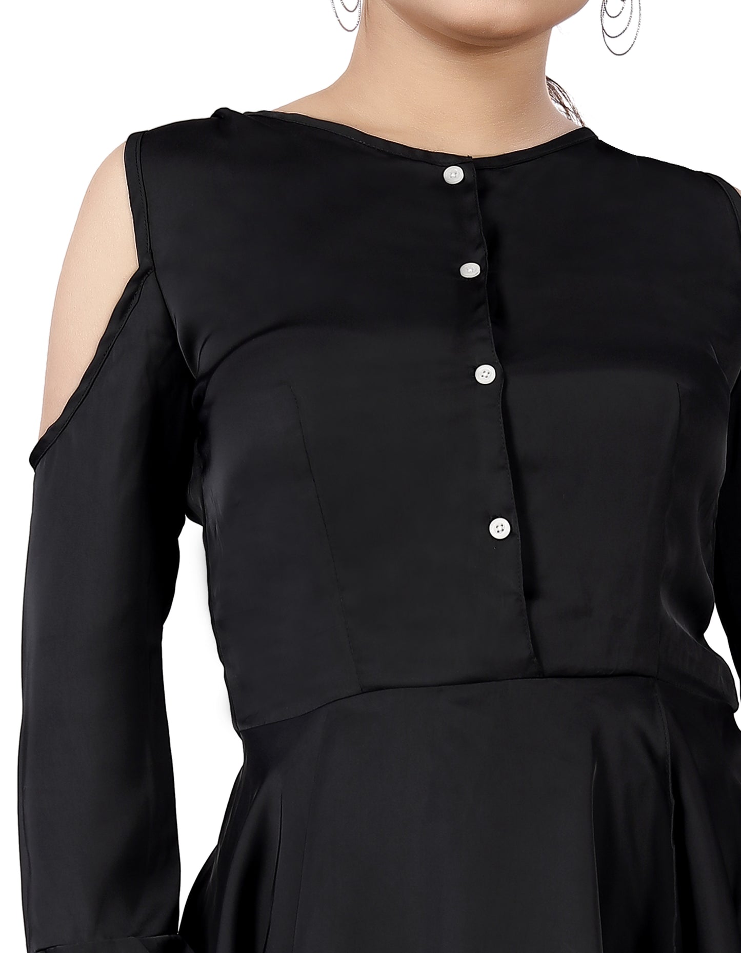 Elegant Cold-Shoulder Ruffle Top