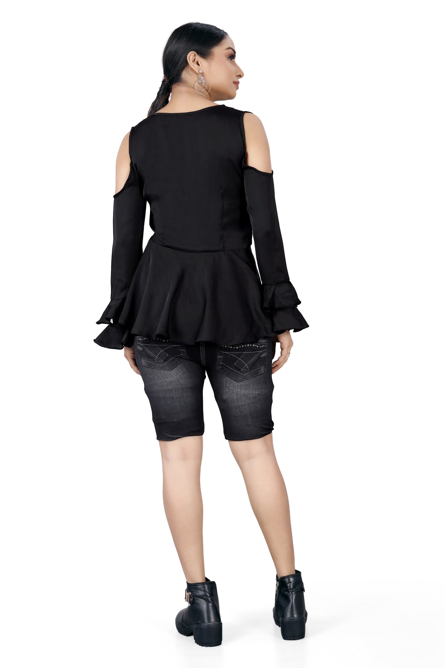 Elegant Cold-Shoulder Ruffle Top