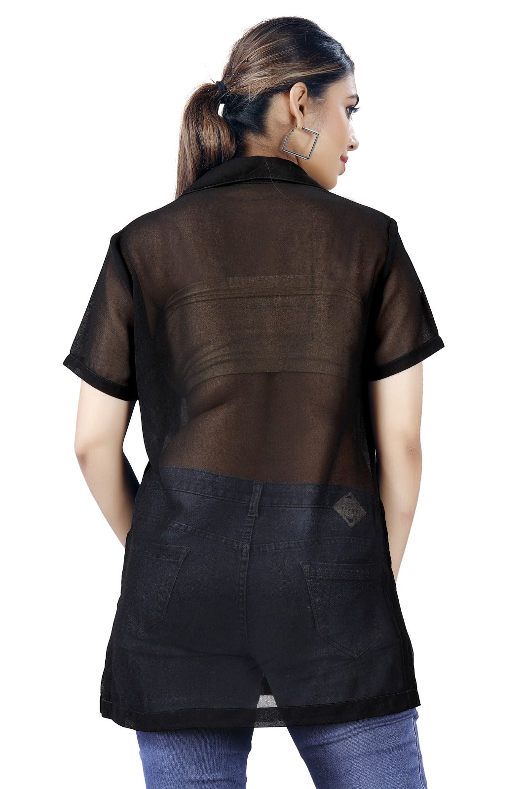 Elegant Sheer Embellished Shirt