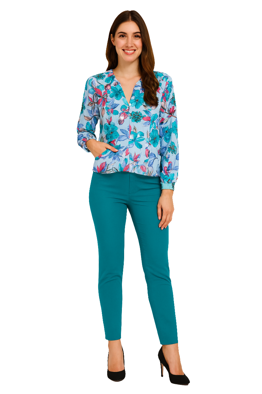 Floral Charm Shrug Shirt – 100% Polyester