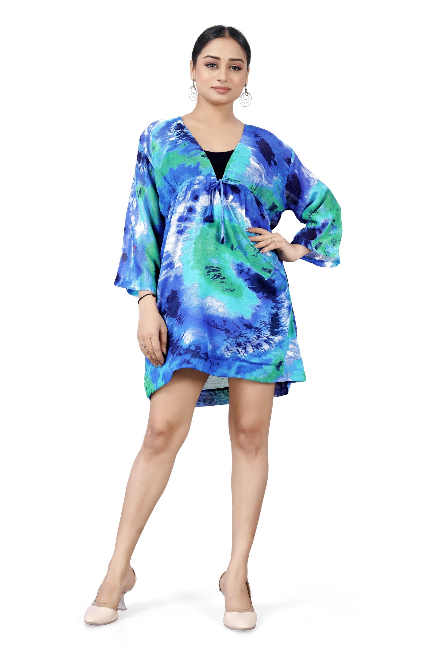 Ocean Swirl Tie-Front Top