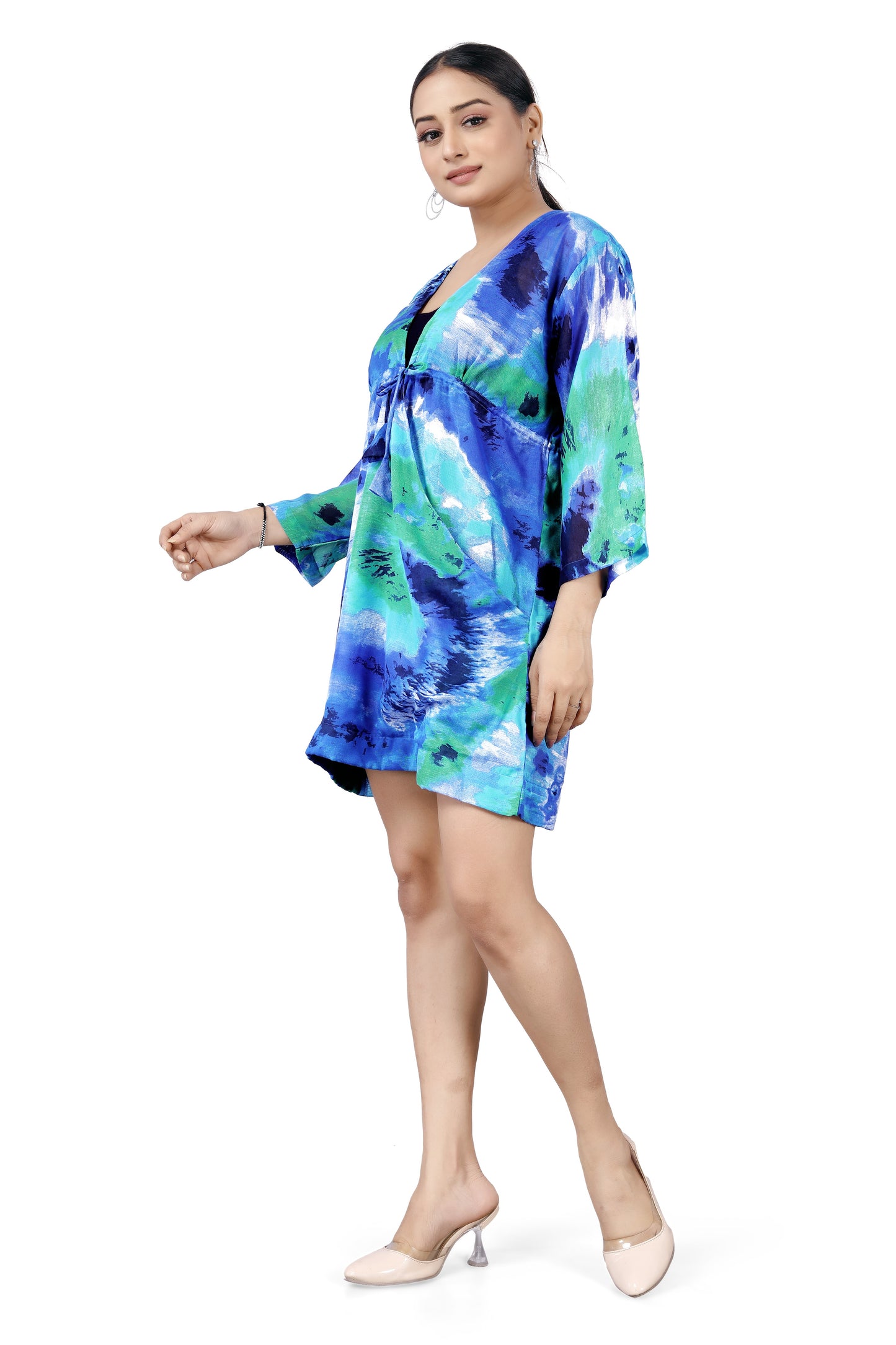 Ocean Swirl Tie-Front Top