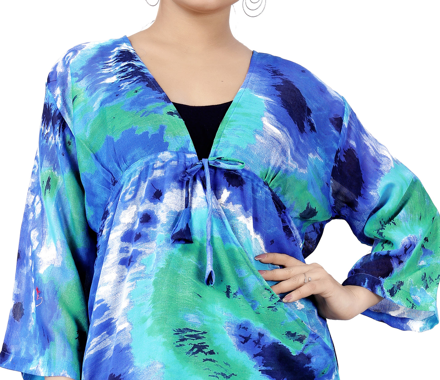 Ocean Swirl Tie-Front Top