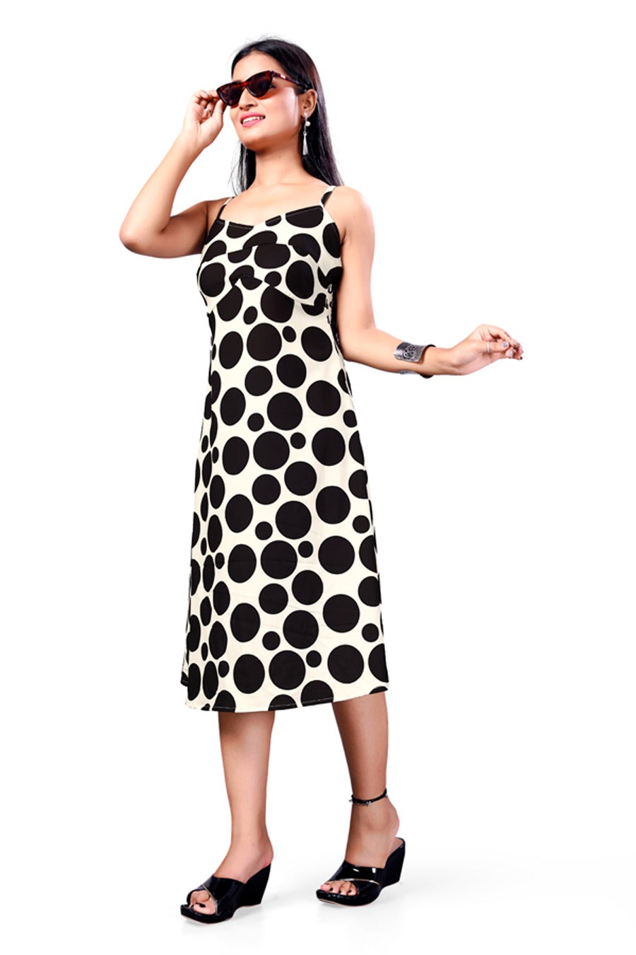 Black Polka Dot Midi Dress