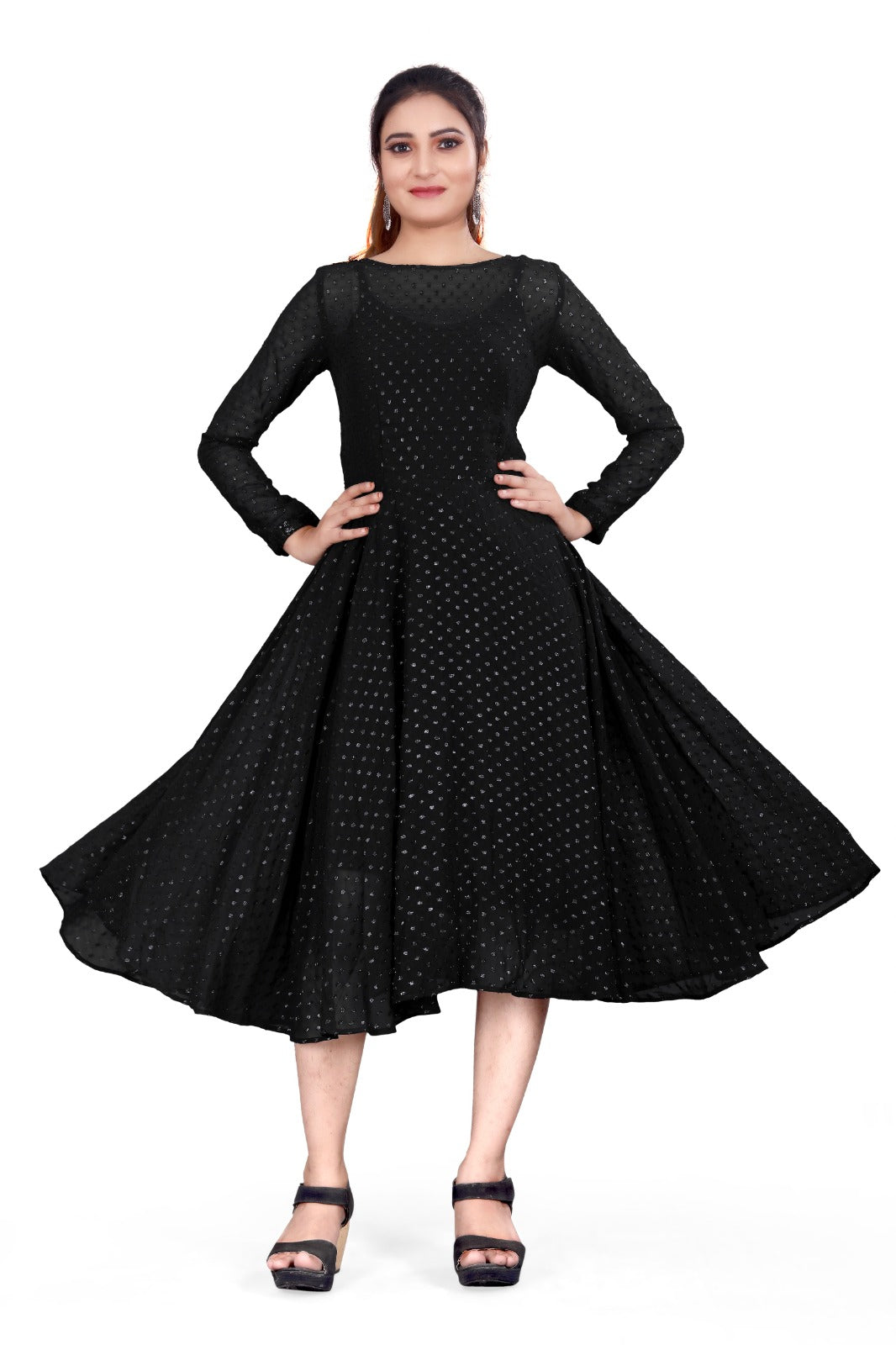 Swiss Dot Flair Dress