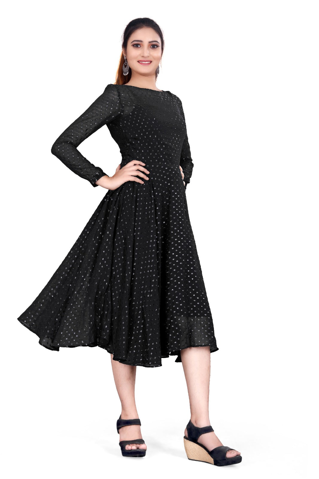 Swiss Dot Flair Dress