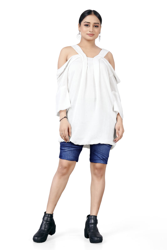 White Off-Shoulder Tunic