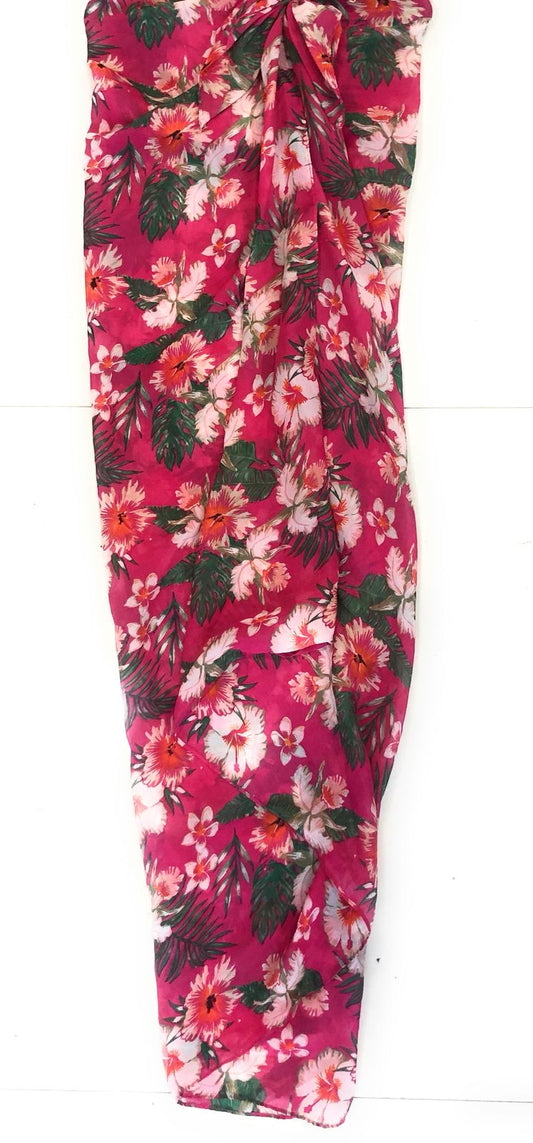 Tropical Pink Floral Sarong & Neck Scarf