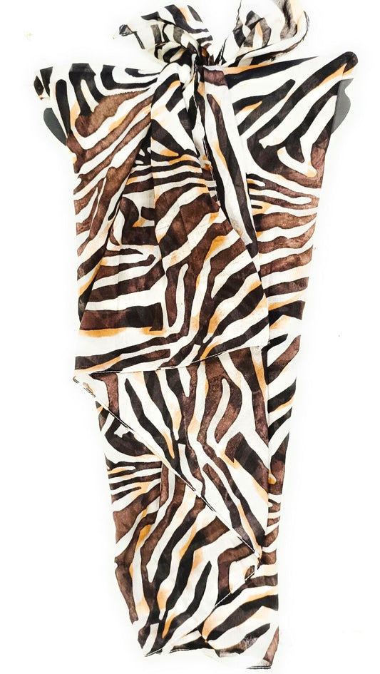 Zebra Print Sheer Sarong & Neck Scarf