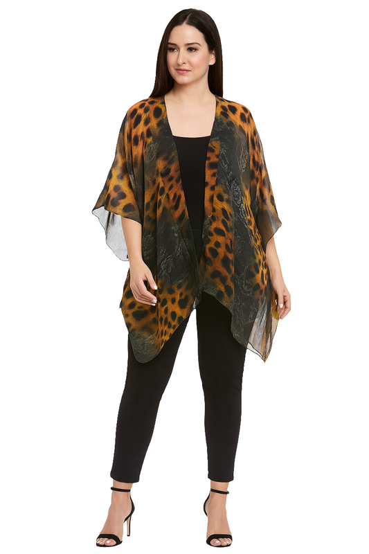 Leopard Print Chiffon Polyester Shrug – Lightweight Sheer Layer