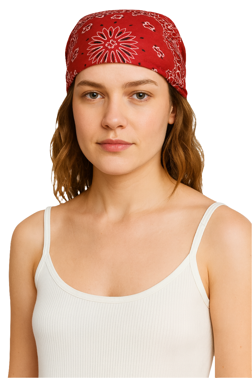 Classic Red Paisley Polyester Bandana – 70 x 70 cm