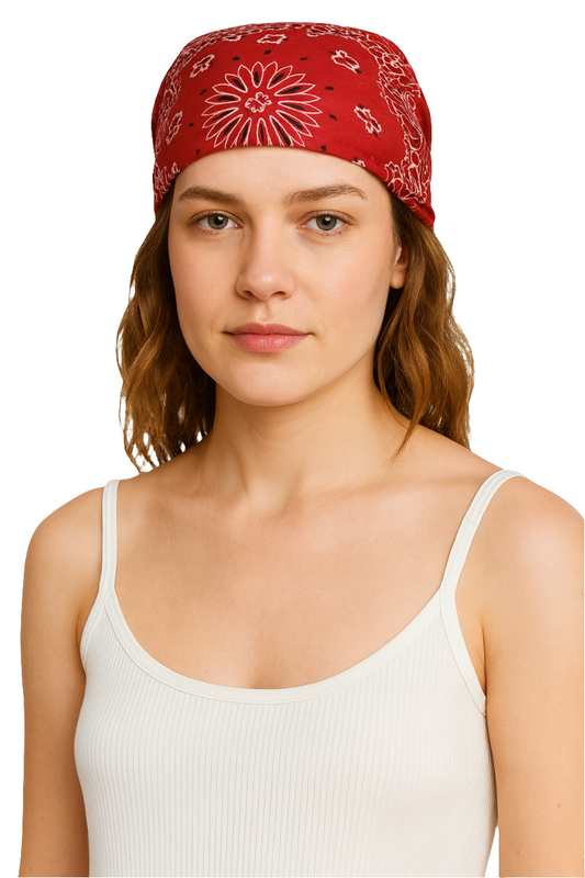 Classic Red Paisley Polyester Bandana – 70 x 70 cm