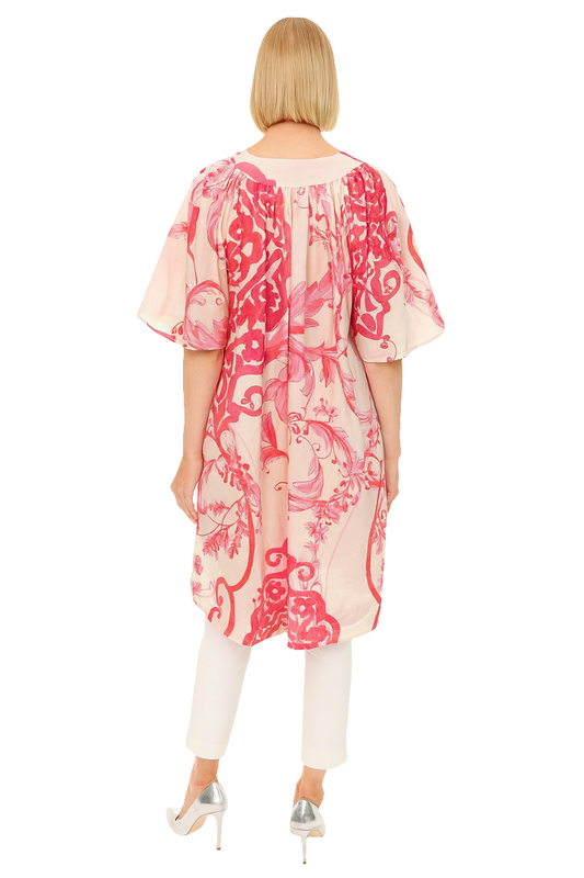Pink & Red Floral Printed Tunic Dress