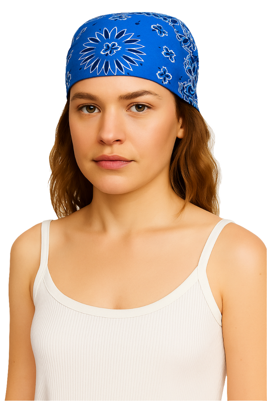 Classic Blue Paisley Polyester Bandana – 70 x 70 cm