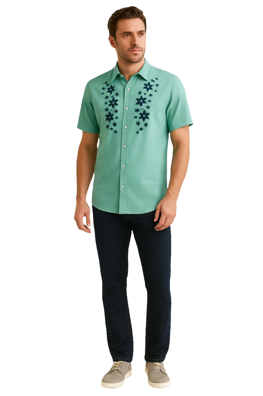 Cotton Linen Embroidered Shirt