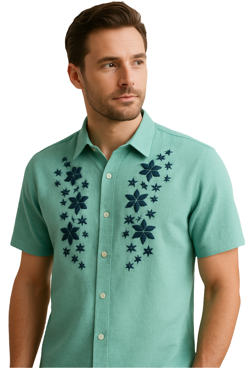Cotton Linen Embroidered Shirt