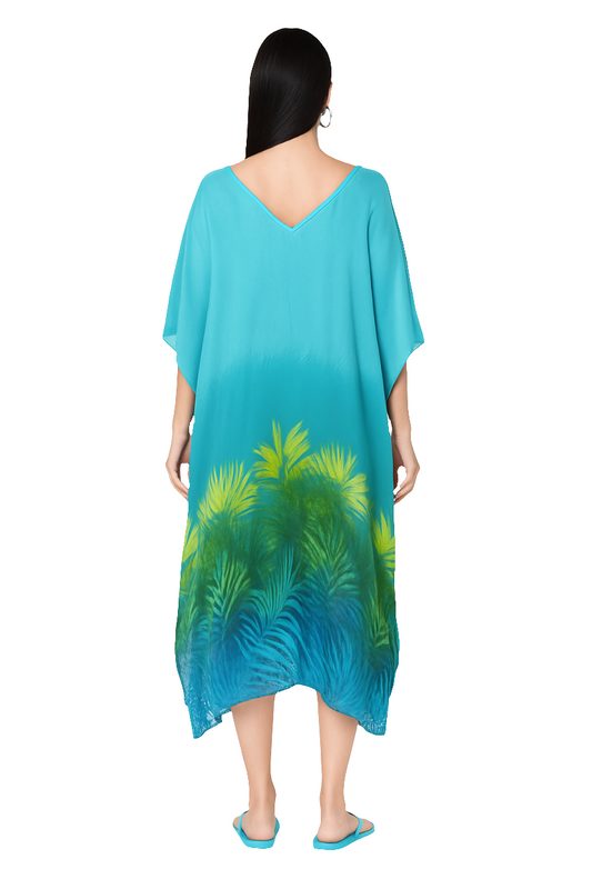 Turquoise Palm Breeze Chiffon Caftan