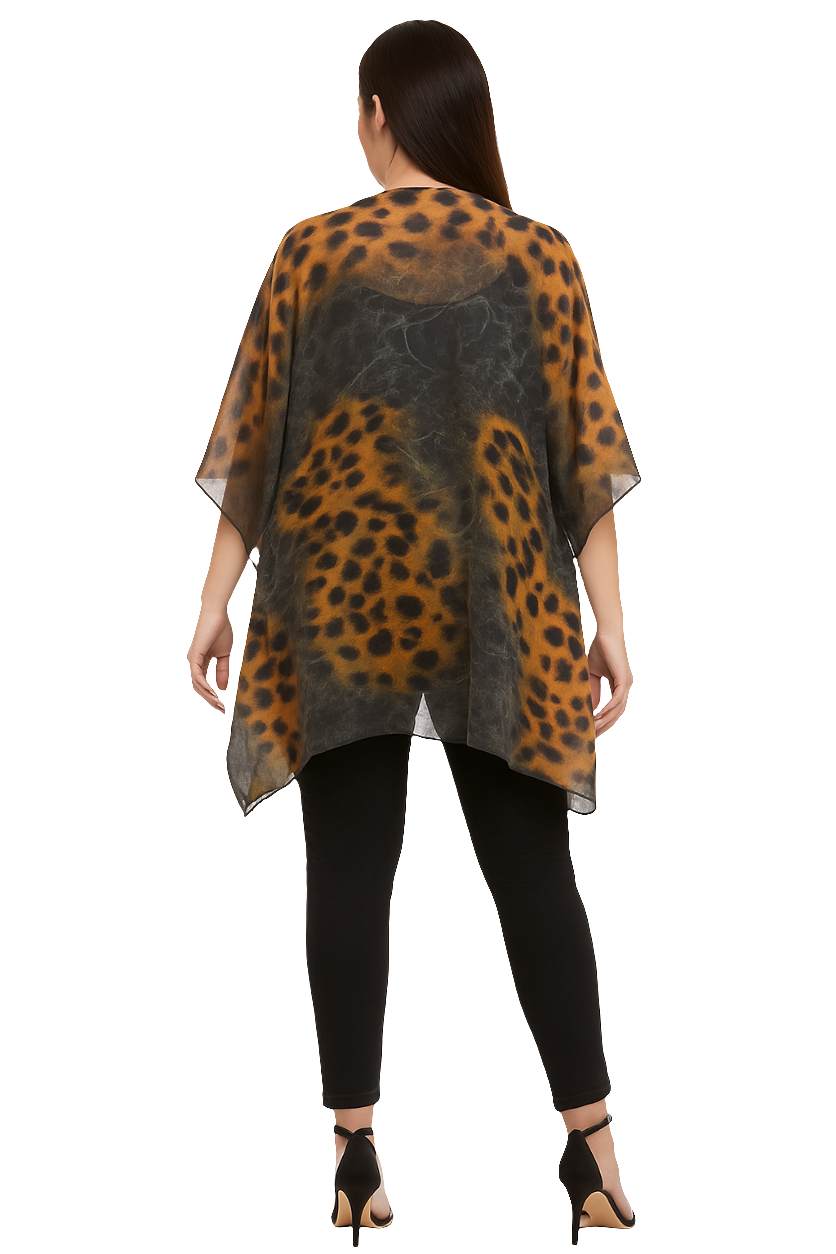 Leopard Print Chiffon Polyester Shrug – Lightweight Sheer Layer