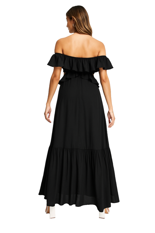 On the Horizon – Black Viscose Georgette Maxi