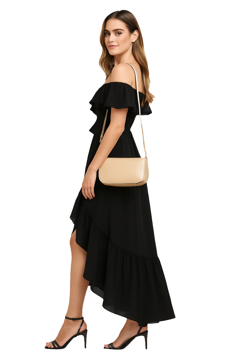 On the Horizon – Black Viscose Georgette Maxi
