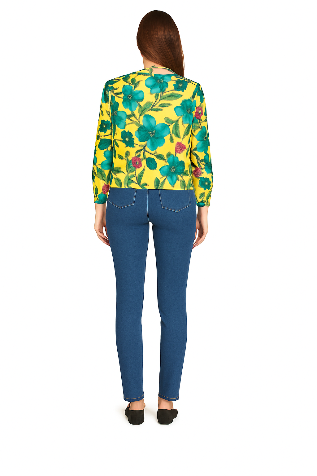 Bright Floral Polyester Shrug-Style Shirt