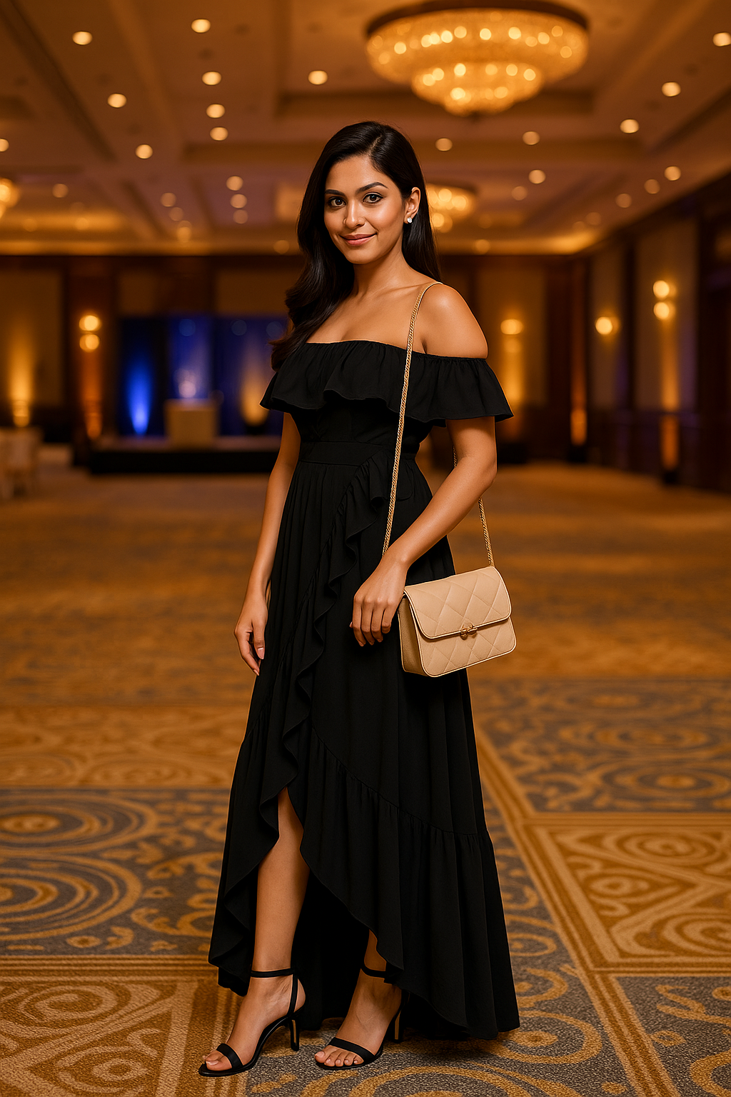 On the Horizon – Black Viscose Georgette Maxi